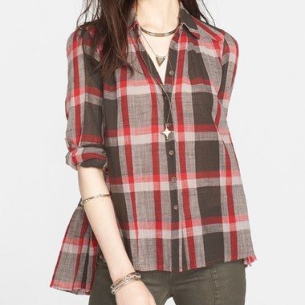 Free People Peppy in Plaid Button Front Shirt - Picture 7 of 7